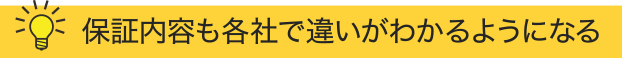 保証内容も各社の違いでわかるようになる